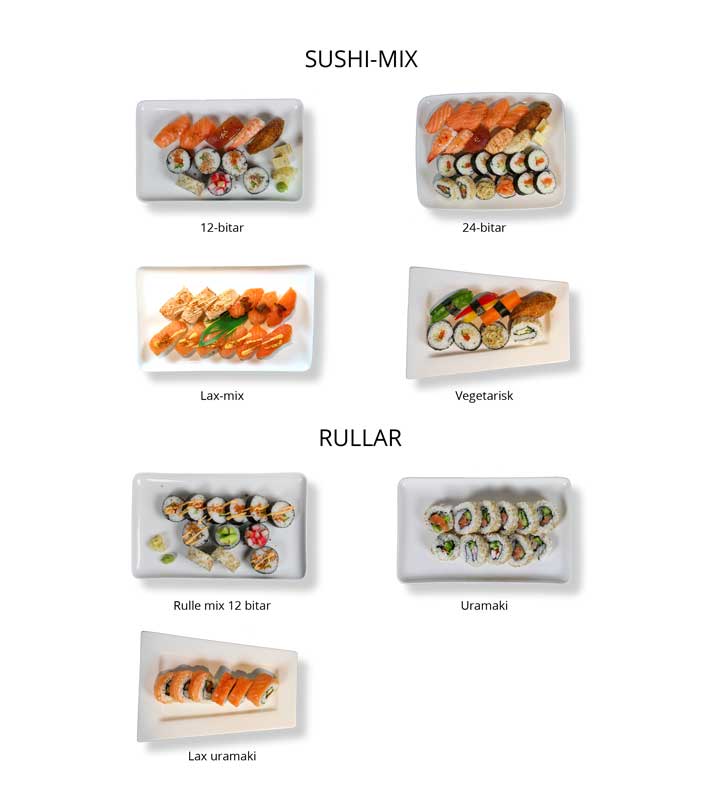 sushi-mix och maki-rullar
